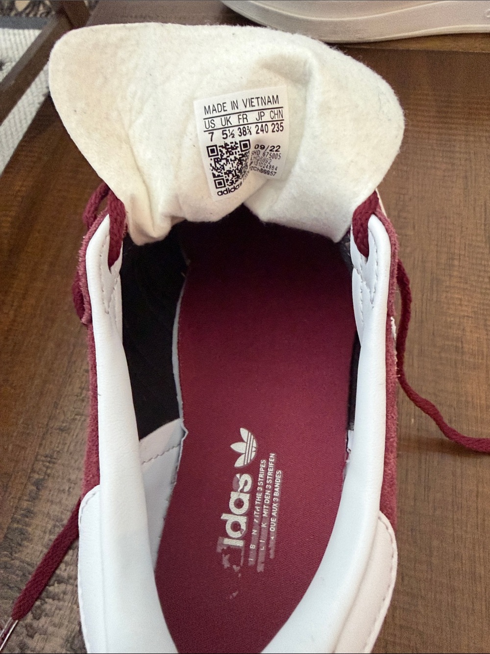 adidas Women’s Platform Sneakers - Burgundy & White - Picture 3 of 3